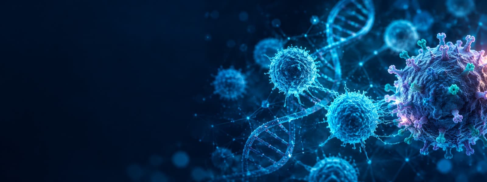 Abstract rendering of virus and DNA cells